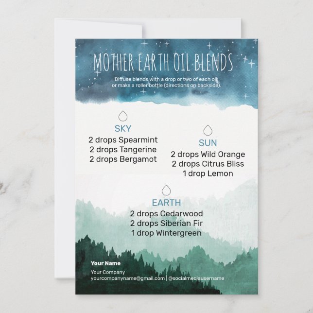 Mother Earth Essential Oil Diffuser Blends Invitation (Front)