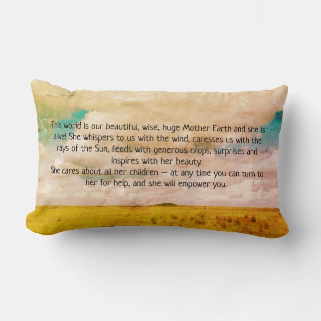 Mother Earth Lumbar Cotton Throw Pillow (Front)