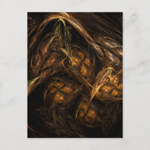 Mother Earth Modern Abstract Art Golden Fractal Postcard
