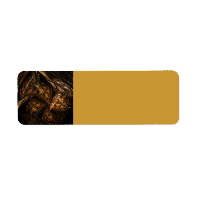 Mother Earth Modern Abstract Art Golden Fractal Return Address Label (Front)
