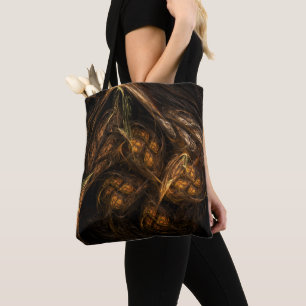 Mother Earth Modern Abstract Art Golden Fractal Tote Bag