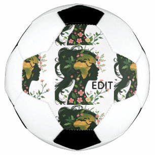 Mother Earth Woman Silhouette – Floral Nature Godd Soccer Ball