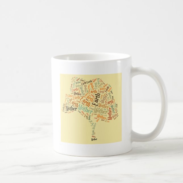 Mother Earth Word Cloud in Shape of Tree Coffee Mug (Right)
