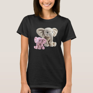 Mother elephant and her baby pink elephant. T-Shirt