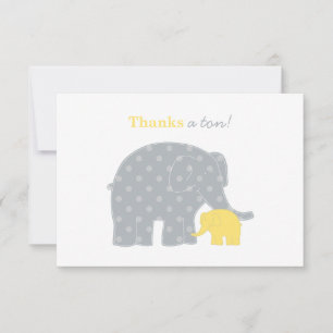 Mother Elephant Yellow Grey Dots Baby Shower Thank You Card