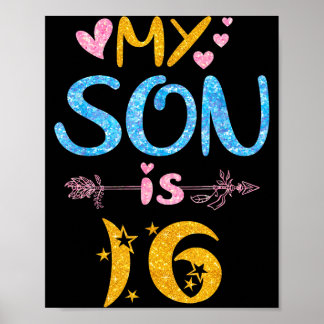Mother father mom dad happy birthday son is 16 poster