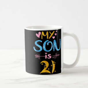 Mother father mom dad happy birthday son is 21 coffee mug