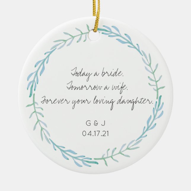 Mother Father of the Bride Gift - Beach Blue Ceramic Ornament (Front)