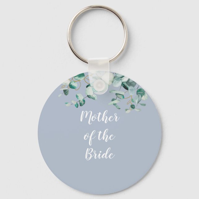 Mother Father of the Bride Personalised Dusty Blue Key Ring (Front)