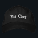 Mother Figure Gift for Dad Meme Funny Christmas Embroidered Hat<br><div class="desc">Yes Chef baseball dad hat,  student cook embroidered ball cap,  Christmas gift for mum birthday,  custom colour embroidery funny humour,  sarcastic joke adjustable for home,  student line sous kitchen baker,  young culinary arts pastry maker,  son daughter girl boy wife,  from husband food foodie influencer,  meme humour him her minimalist</div>
