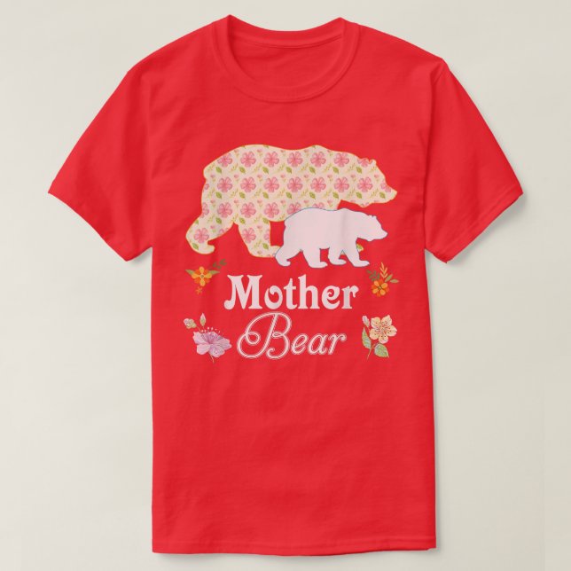 Mother Floral Flower Bear Cute Family Mummy Grandm T-Shirt (Design Front)