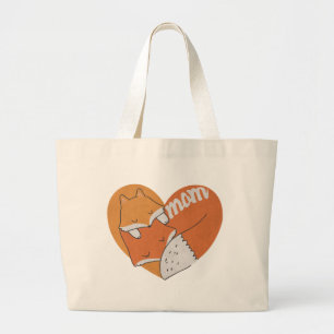 Mother Fox and Baby Fox Love Large Tote Bag
