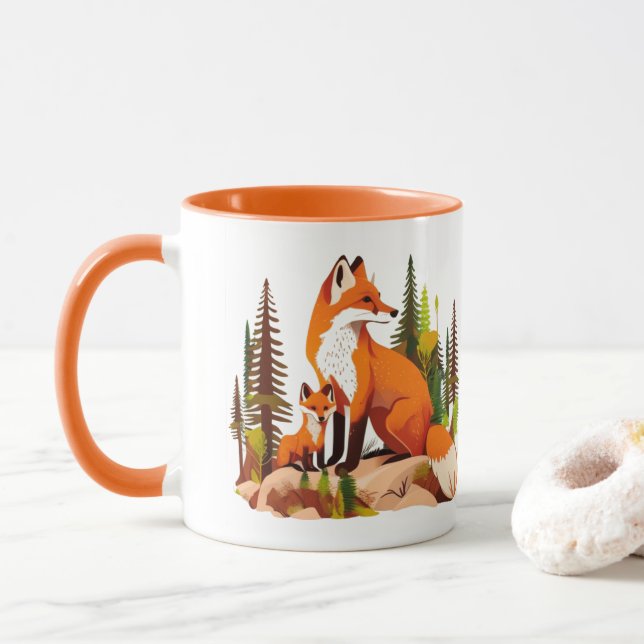Mother Fox and kit Mug (With Donut)