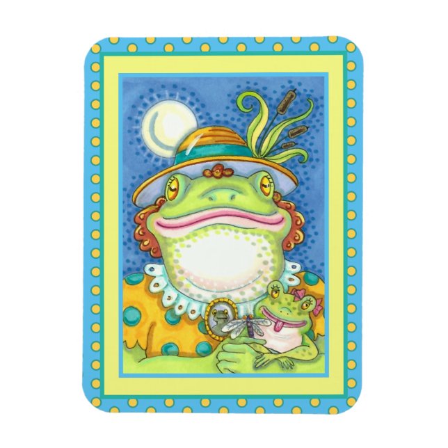 MOTHER FROG & BABY FROGETT, FAMILY LOVE Funny Magnet (Vertical)