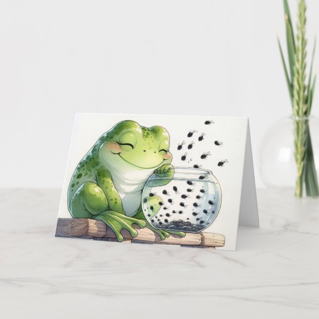 Mother Frog With Tadpoles In Fishbowl Card (Front)