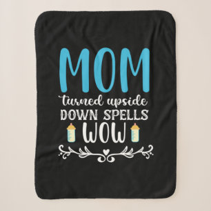 Mother Gift Mum Turned Upside Wow Sherpa Blanket