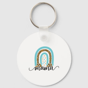 Mother Gift Rainbow Leopard Mama Key Ring