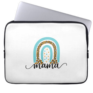 Mother Gift Rainbow Leopard Mama Laptop Sleeve