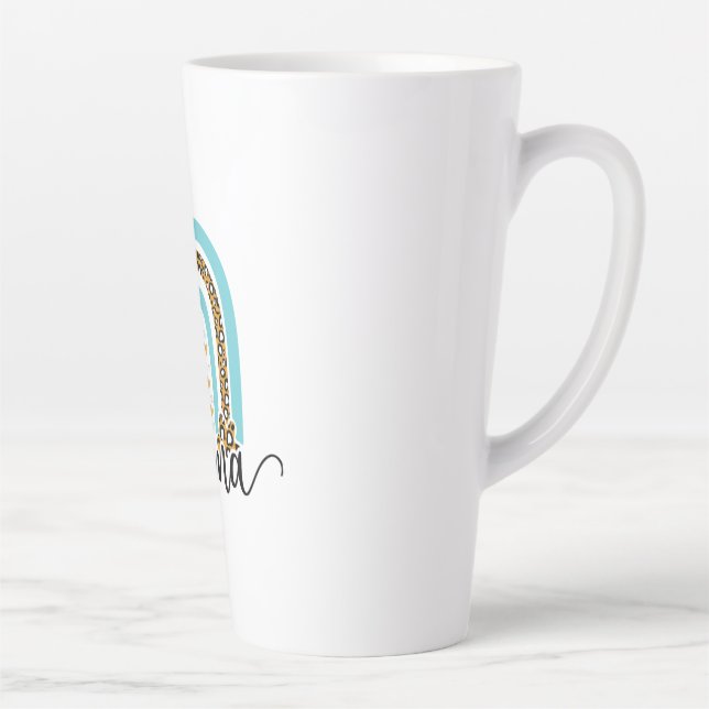 Mother Gift Rainbow Leopard Mama Latte Mug (Right)