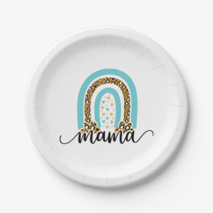 Mother Gift Rainbow Leopard Mama Paper Plate