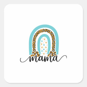 Mother Gift Rainbow Leopard Mama Square Sticker