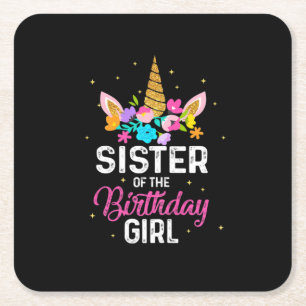 Mother Gift Sister Of The Birthday Girl Birthday Square Paper Coaster