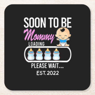 Mother Gift Soon To Be Mommy 2022 Square Paper Coaster