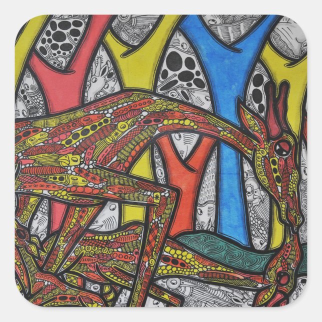 Mother Giraffe Square Sticker (Front)