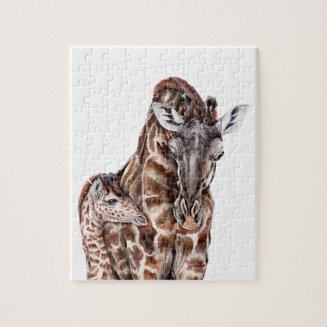 Mother Giraffe with Baby Giraffe Jigsaw Puzzle (Vertical)