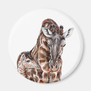Mother Giraffe with Baby Giraffe Magnet