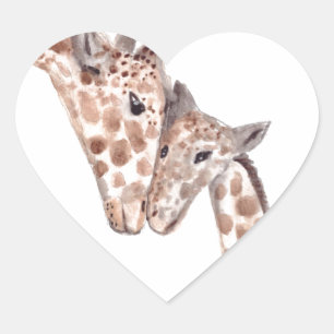 Mother giraffe with baby heart sticker