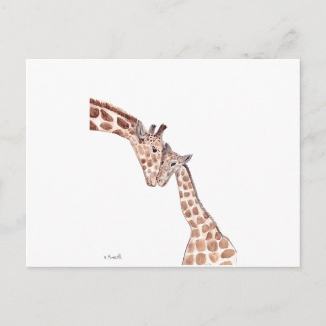 Mother giraffe with baby postcard (Front)