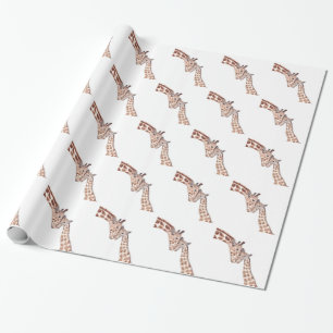Mother giraffe with baby wrapping paper