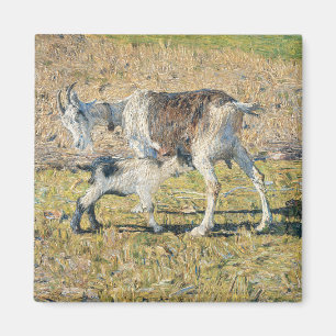 Mother Goat with her Young Kid (by Segantini) Magnet