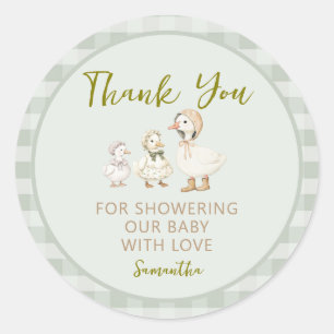 Mother Goose and Gosling Baby Shower Thank You Classic Round Sticker
