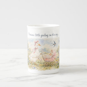 Mother Goose Baby Pink Pram Baby Shower Bone China Mug