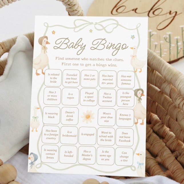 Mother Goose Baby Shower Find the Guest Bingo Game Invitation (Creator Uploaded)