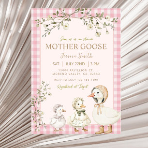 Mother Goose Baby Shower Pink Girl Invitation