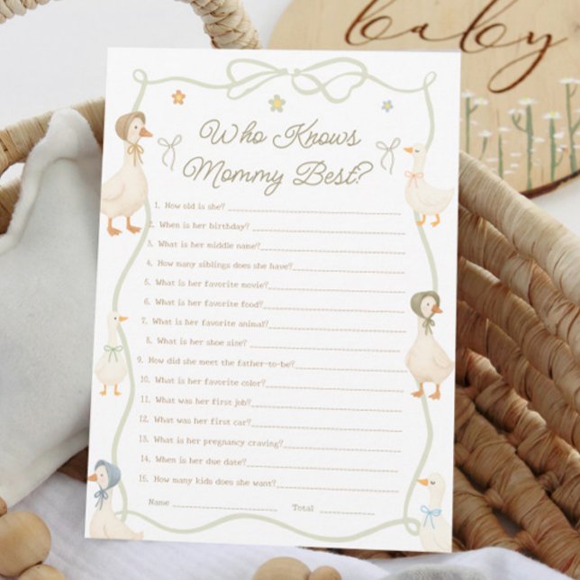 Mother Goose Baby Shower Who Knows the Mummy Best  Invitation (Creator Uploaded)