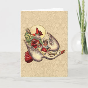 Mother Goose Child Antique Illustration Holiday Card
