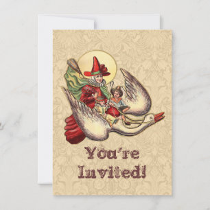 Mother Goose Child Antique Illustration Invitation