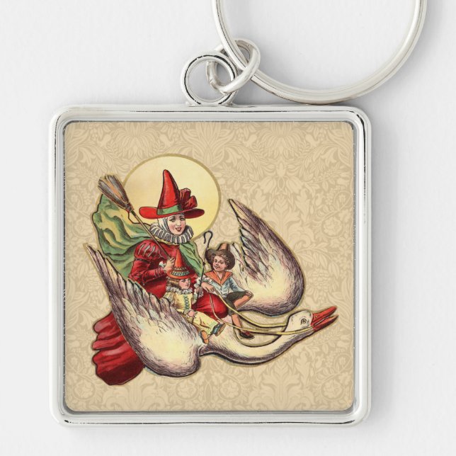 Mother Goose Child Antique Illustration Key Ring (Front)