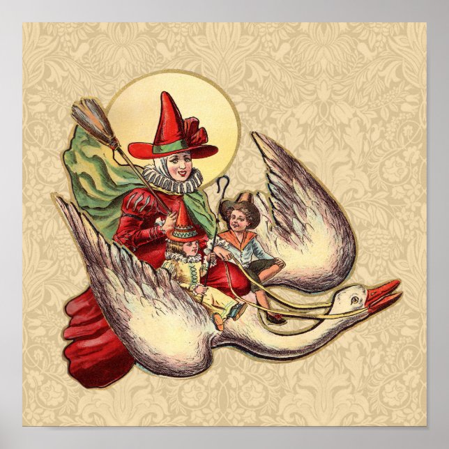 Mother Goose Child Antique Illustration Poster (Front)