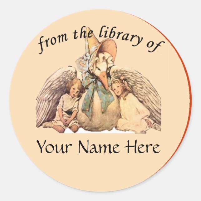 Mother Goose From the Library of Bookplate Classic Round Sticker (Front)