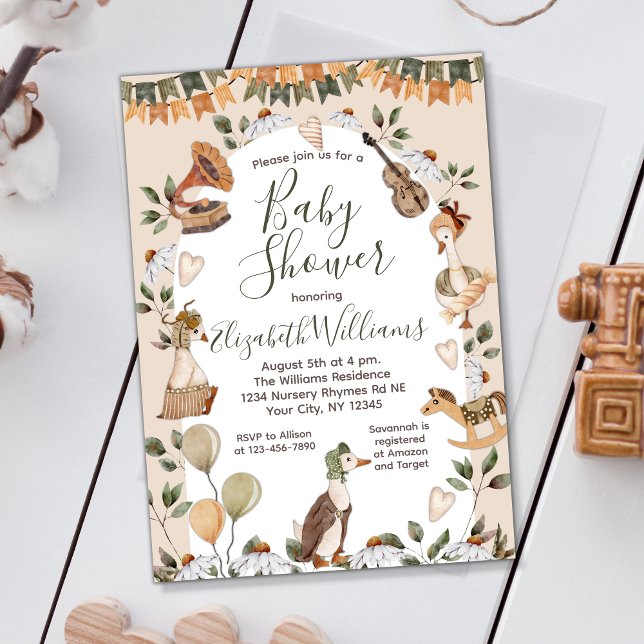 Mother Goose Nursery Gender Neutral Baby Shower Invitation (Creator Uploaded)