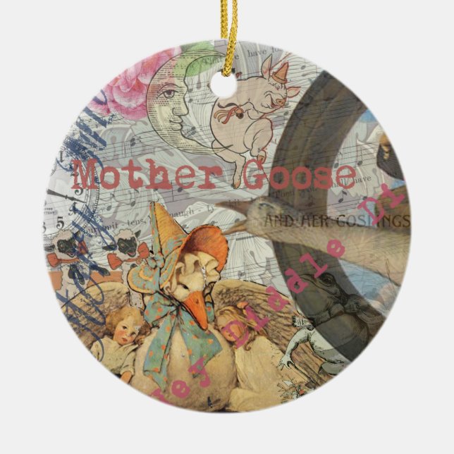 Mother Goose Nursery Rhyme Fairy Tale Ceramic Ornament (Front)