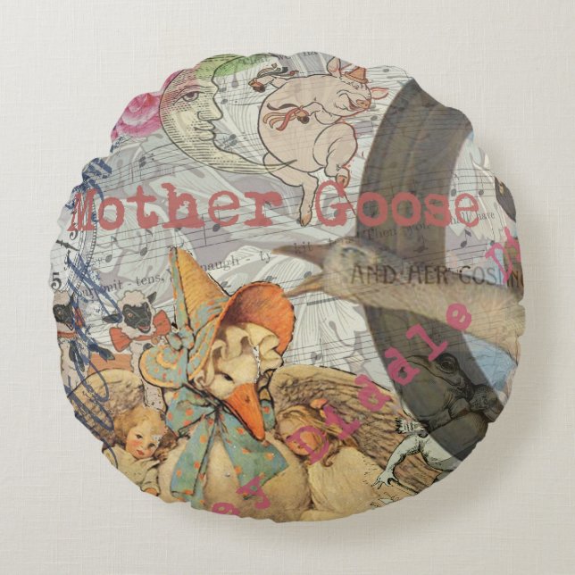 Mother Goose Nursery Rhyme Fairy Tale Round Cushion (Front)