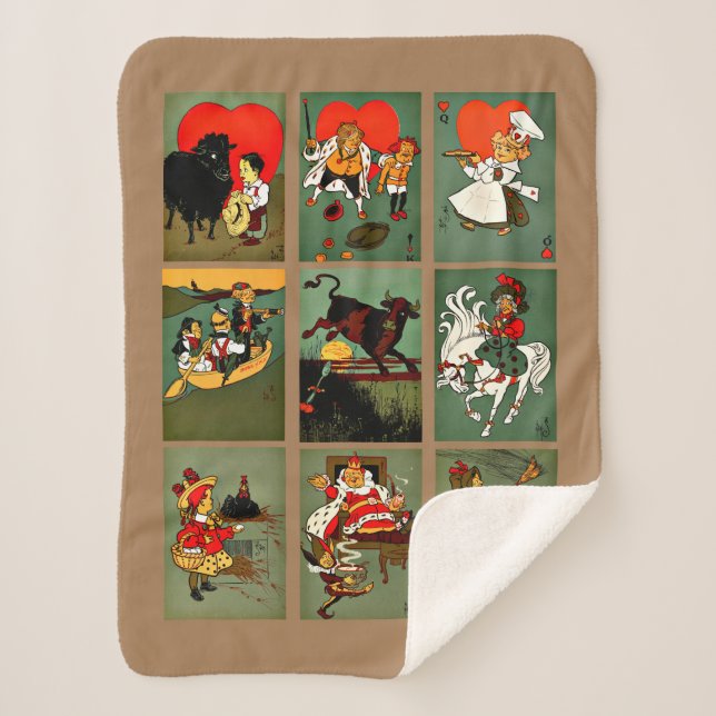 Mother Goose Nursery Rhymes Fantasy fairytales art Sherpa Blanket (Front)