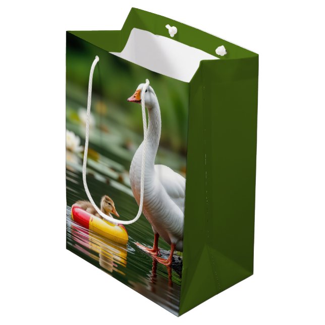 Mother Goose With Baby Gosling Medium Gift Bag (Front Angled)