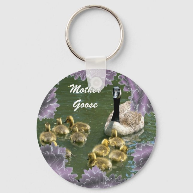 Mother Goose with Goslings keychain (Front)